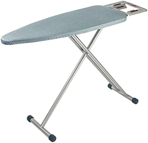 Decouvrez une table de repassage aux appuis antiderapants en coloris gris et bleu