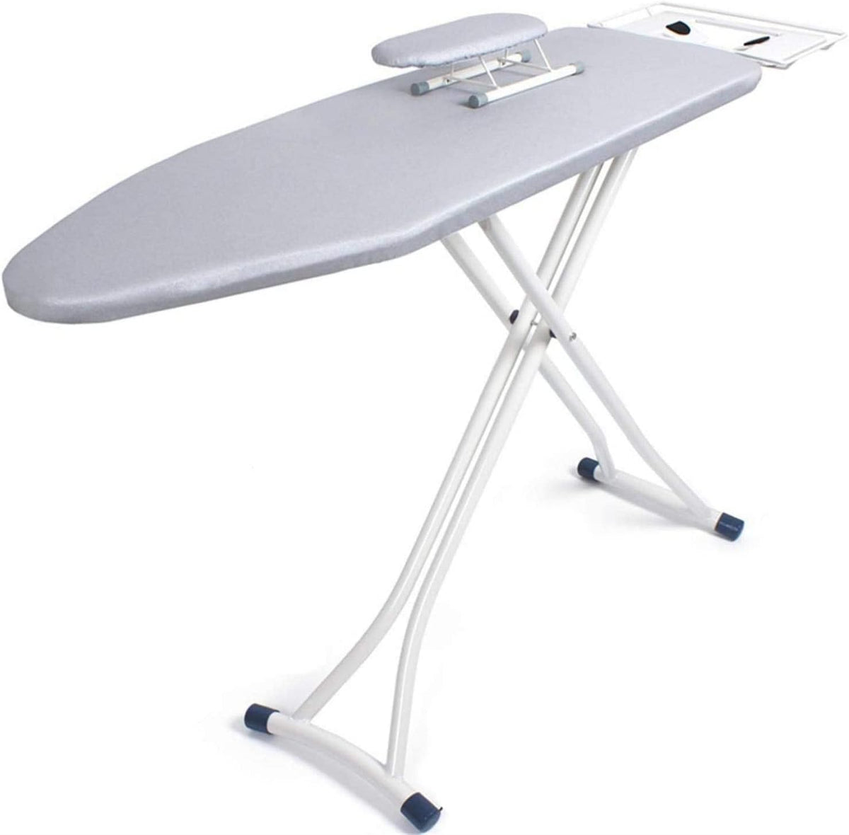La table de repassage dispose d'une surface de travail elargie et de des appuis antiderapants