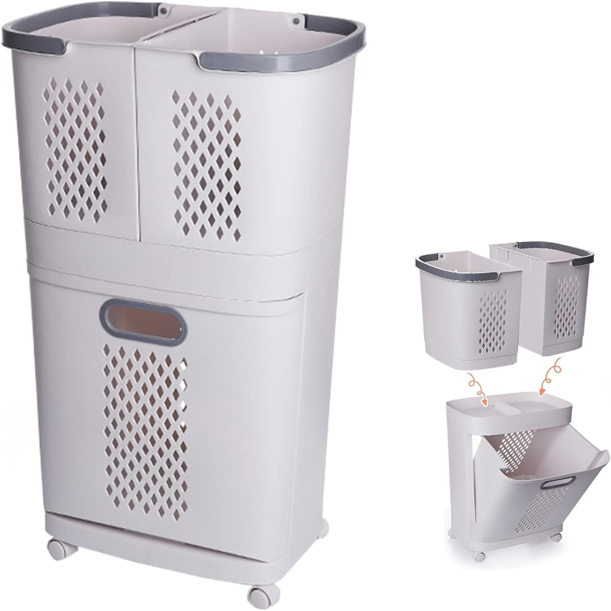 Choisissez un trieur a linge aux elements en plastique, avec des roulettes